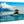 Glossy acrylic photo print featuring a tropical boat on calm blue ocean with mountain view