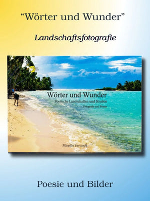 German poetry and landscape photography book cover featuring a tropical beach scene