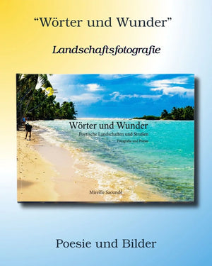 German poetry and landscape photography book cover featuring a tropical beach scene