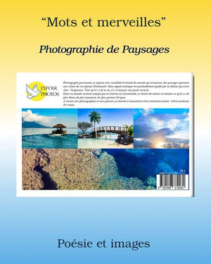 Landscape photography book cover with poetic text and tranquil nature images