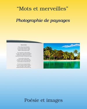 French poetry and landscape photography book cover with palm trees and tropical scenery