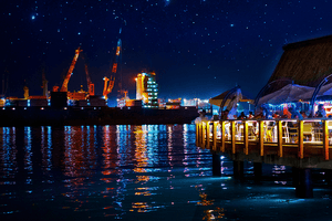 Nocturne Portuaire - Fine Art avec texture - ESPOIR PHOTOS